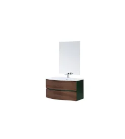 Mobili Bagno|Mobile bagno sospeso "minori" ad onda verde, 91x51,5x50 cm