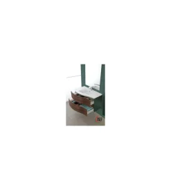 Mobili Bagno|Mobile bagno sospeso "minori" ad onda verde, 91x51,5x50 cm