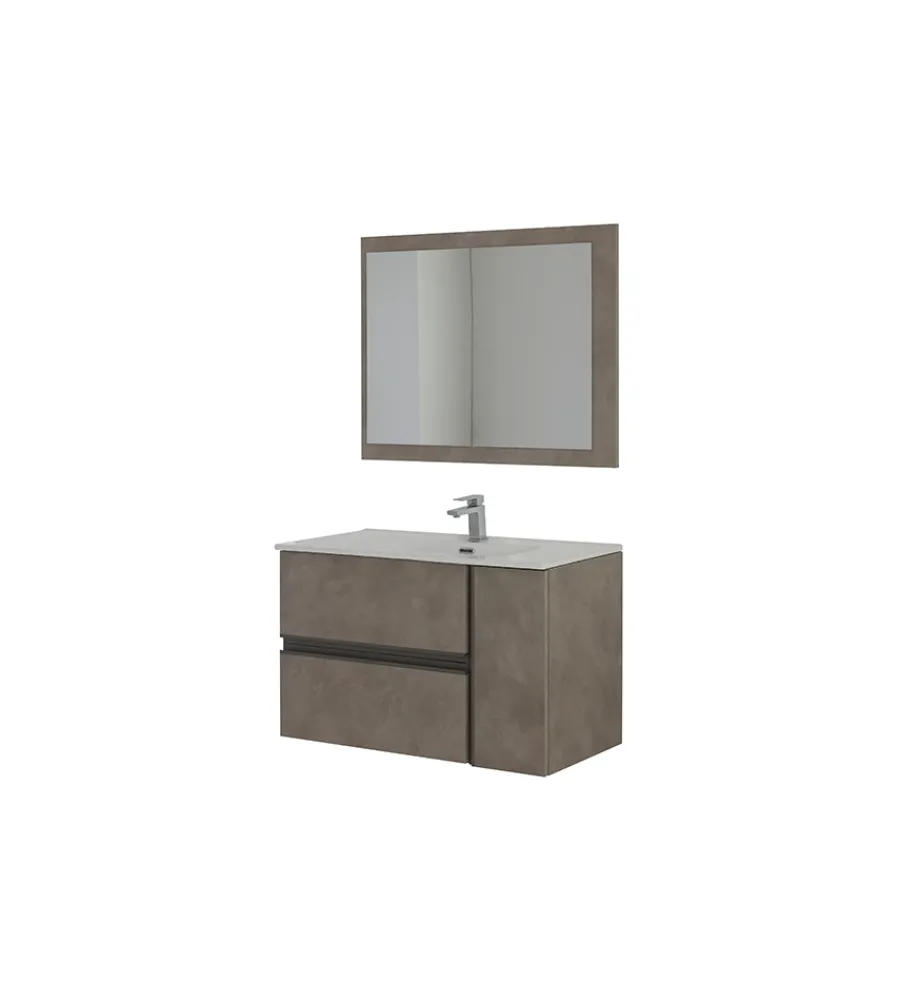 Mobili Bagno- Mobile bagno sospeso "oxid" con specchio, 90x46x57 cm