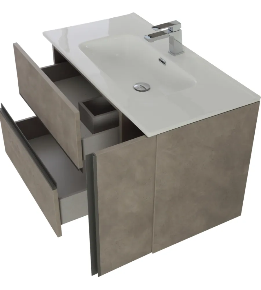 Mobili Bagno- Mobile bagno sospeso "oxid" con specchio, 90x46x57 cm