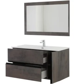 Mobili Bagno|Mobile bagno sospeso "oxid" con specchio, 110x46x57 cm