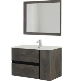 Mobili Bagno|Mobile bagno sospeso "oxid" con specchio, 90x46x57 cm