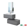 Outlet Mobile bagno sospeso "pastello" grigio con cassetti, 90x47x35 cm Mobili Bagno