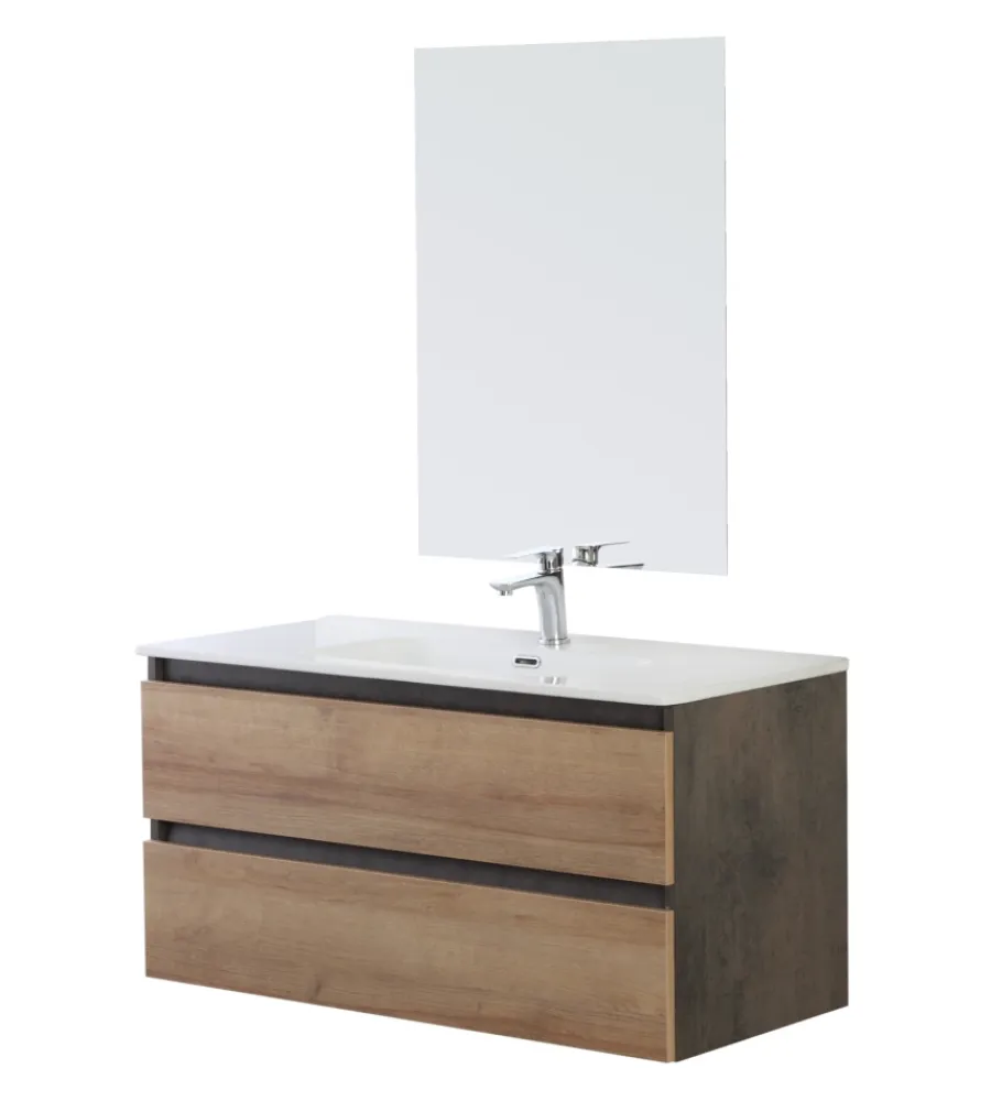 New Mobile bagno sospeso "revital" noce scuro, 84x49x56 cm Mobili Bagno