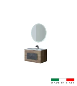 Mobili Bagno|Mobile bagno sospeso "urban" con specchio e cassetti, 80x47x49 cm