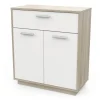 Sale Mobile bianco e quercia con 2 ante e  1 cassetto, 78x36x84 cm Credenze E Buffet