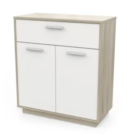 Sale Mobile bianco e quercia con 2 ante e  1 cassetto, 78x36x84 cm Credenze E Buffet