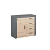 Credenze E Buffet|Mobile buffet 1 anta e 3 cassetti grigio e quercia, 94x40x86 cm