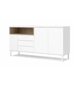 Credenze E Buffet|Mobile buffet bianco 3 ante e 3 cassetti, 176x90x48 cm