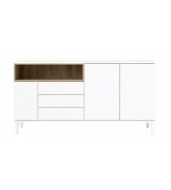 Credenze E Buffet|Mobile buffet bianco 3 ante e 3 cassetti, 176x90x48 cm