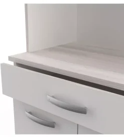 Cucina|Mobile buffet con 6 ante e 1 cassetto bianco e acacia, 101x42,3x185,3 cm