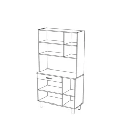 Cucina|Mobile buffet con 6 ante e 1 cassetto bianco e acacia, 101x42,3x185,3 cm