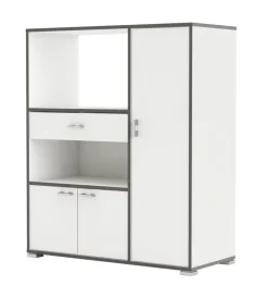 Online Mobile buffet cucina bianco con profili grigi, 90x112x40 cm Cucina