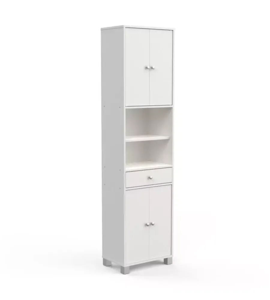 Mobile colonna "bikini" con cassetto e ante bianco 50,5x196x33 cm Mobiletti Multiuso