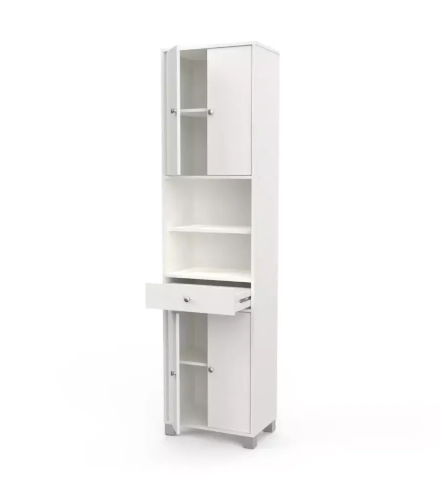Mobile colonna "bikini" con cassetto e ante bianco 50,5x196x33 cm Mobiletti Multiuso