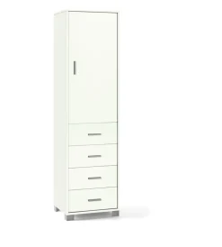 Mobiletti Multiuso-Sarmog Mobile colonna con 1 anta e 4 cassetti colore bianco fiammato - l50 x h183 x p41 cm