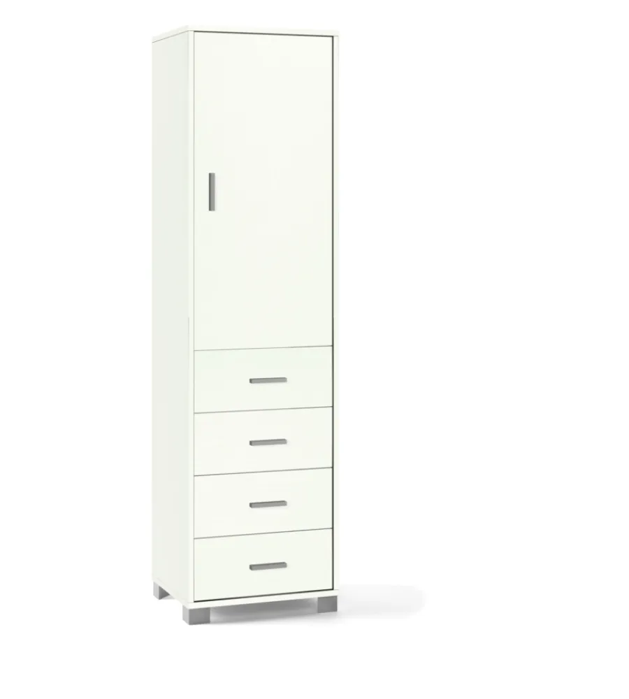 Mobiletti Multiuso-Sarmog Mobile colonna con 1 anta e 4 cassetti colore bianco fiammato - l50 x h183 x p41 cm