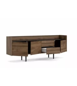 New Mobile contenitore 3 ante e 2 cassetti legno scuro, 195x73x40 cm Credenze E Buffet