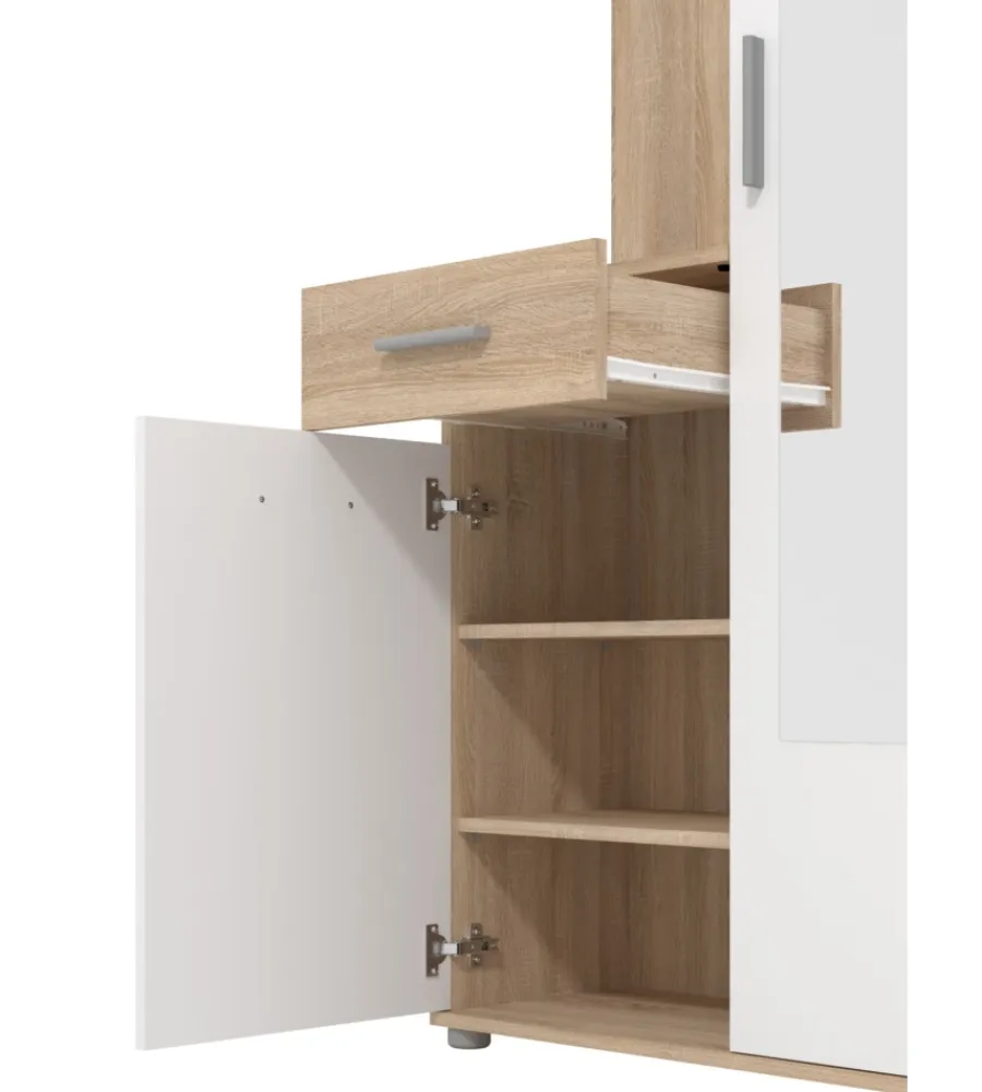 Hot Mobile da ingresso "barcellona" legno con specchio, 133x33x197 cm Mobili Da Ingresso