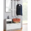 Mobili Da Ingresso-BellaHome Mobile da ingresso con specchio e appendiabiti bianco e cemento 100x25x180 cm