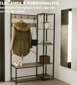 BellaHome Mobili Da Ingresso|Mobile da ingresso "industrial" grigio 110x40x180 cm