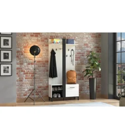 New Mobile da ingresso "cordova" bianco e nero, 90x33x191 cm Mobili Da Ingresso