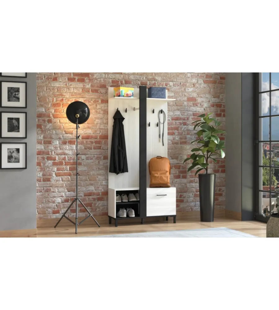 New Mobile da ingresso "cordova" bianco e nero, 90x33x191 cm Mobili Da Ingresso