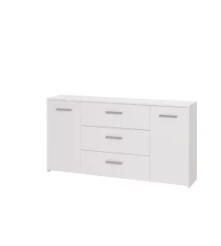 Credenze E Buffet-BellaHome Mobile "girona" 2 ante e 3 cassetti bianco opaco, 158x33x80,5 cm