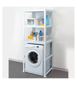Outlet Mobile lavanderia "organizer" in polipropilene bianco 75x60x184 cm Riponimento In Resina