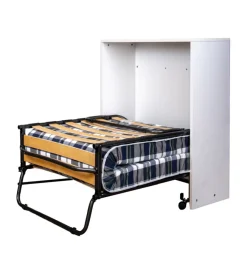 Letti E Comodini|Mobile letto estraibile a scomparsa con rete e materasso 80x190 cm