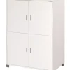 Sarmog Credenze E Buffet|Mobile multiuso 4 ante bianco fiammato, 107x41x162 cm