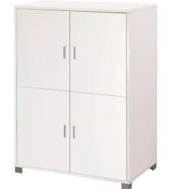 Sarmog Credenze E Buffet|Mobile multiuso 4 ante bianco fiammato, 107x41x162 cm