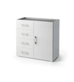 Online Mobile multiuso con anta e 4 cassetti bianco e cemento, 90x40x87 cm Mobili Multiuso