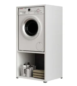 Mobiletti Multiuso|Mobile per lavatrice bianco con vano 70x64x146 cm