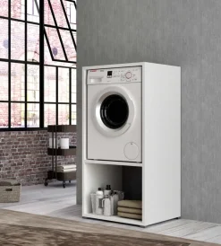 Mobiletti Multiuso|Mobile per lavatrice bianco con vano 70x64x146 cm