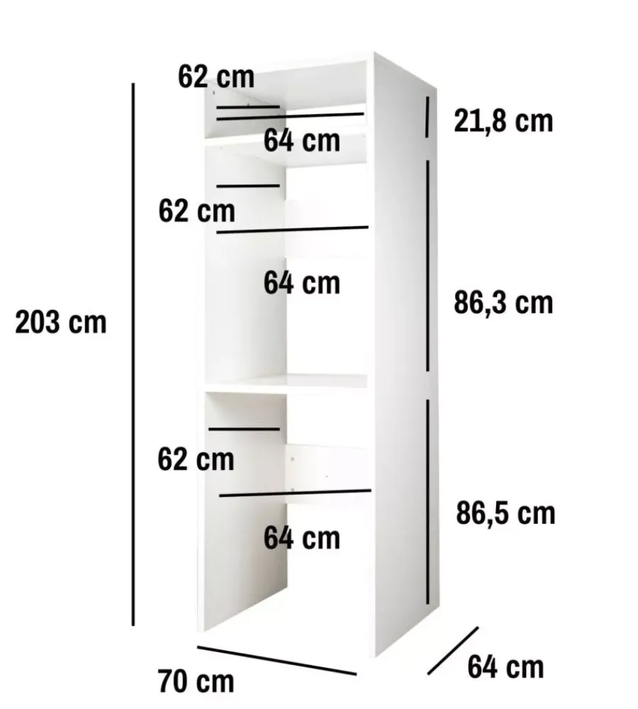 Best Mobile per lavatrice e asciugatrice bianco 70x64x203 cm Mobiletti Multiuso
