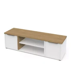 Pareti Soggiorno E Porta Tv|Mobile soggiorno porta tv 2 ante quercia e bianco 134,8x39,1x39,6 cm