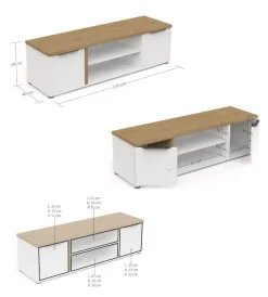 Pareti Soggiorno E Porta Tv|Mobile soggiorno porta tv 2 ante quercia e bianco 134,8x39,1x39,6 cm