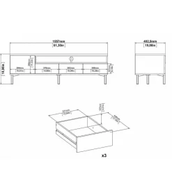 Pareti Soggiorno E Porta Tv- Mobile tv nero e legno con 1 anta e 3 cassetti, 156x48x48 cm
