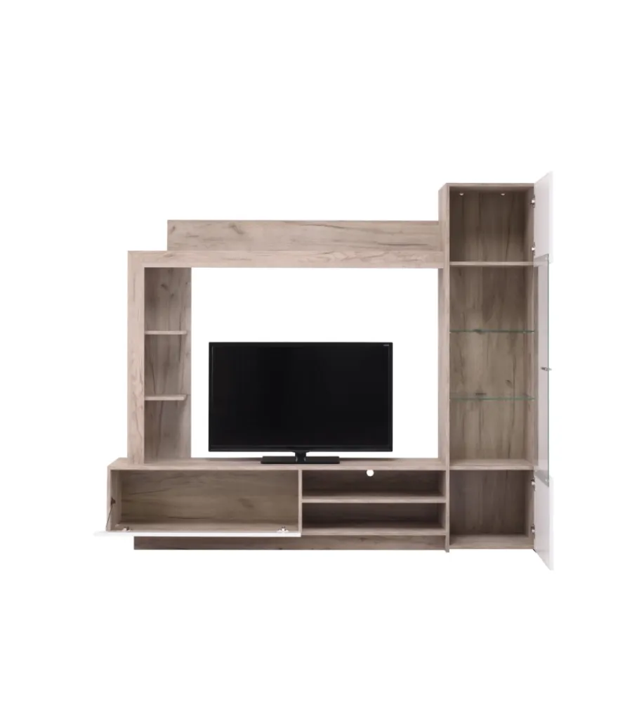 Mobile tv "torino" rovere e bianco, 204x35x174,5 cm Pareti Soggiorno E Porta Tv