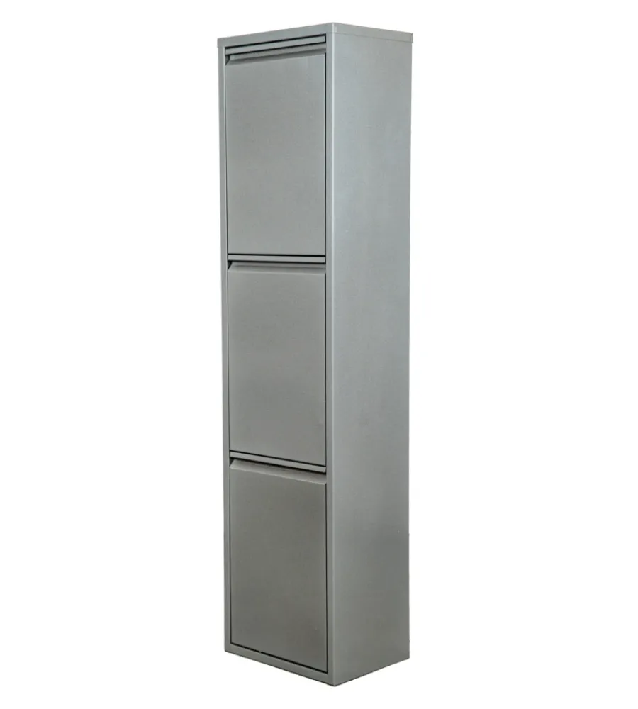 Raccolta Differenziata|Mobileco 3 secchi 18 litri acciaio grigio, 34x25x136 cm