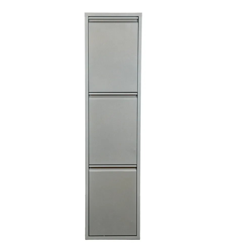 Raccolta Differenziata|Mobileco 3 secchi 18 litri acciaio grigio, 34x25x136 cm