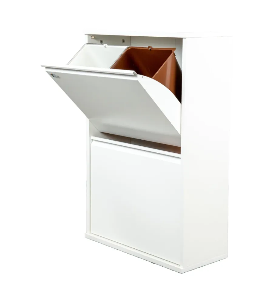 Raccolta Differenziata- Mobileco legno 4 secchi 18 litri bianco