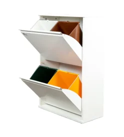 Raccolta Differenziata- Mobileco legno 4 secchi 18 litri bianco