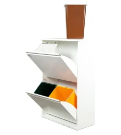 Raccolta Differenziata- Mobileco legno 4 secchi 18 litri bianco