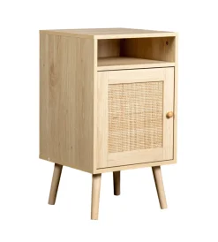 Credenze E Buffet-BellaHome Mobiletto multifunzionale con porta battente in rattan, 40x39x71 cm