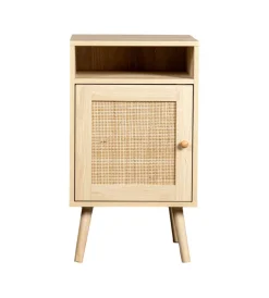 Credenze E Buffet-BellaHome Mobiletto multifunzionale con porta battente in rattan, 40x39x71 cm