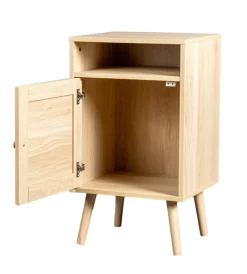 Credenze E Buffet-BellaHome Mobiletto multifunzionale con porta battente in rattan, 40x39x71 cm