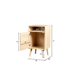 Credenze E Buffet-BellaHome Mobiletto multifunzionale con porta battente in rattan, 40x39x71 cm