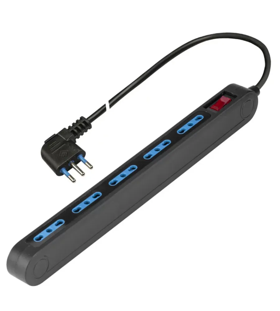 Outlet Multipresa con 5 usc. 10/16a 2p+t, 2 usc. 10-16a Multiprese Ed Adattatori